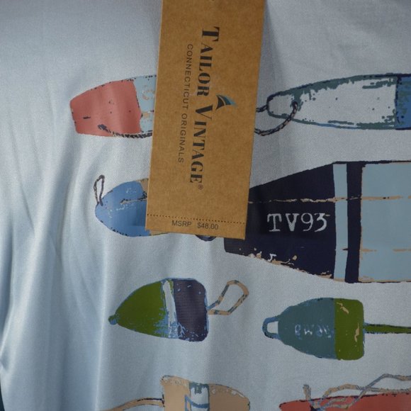 Tailor Vintage Men's T shirt 2XL Long Sleeve Skyway Buoy UV UPF50+ Blue NWT - Picture 3 of 4